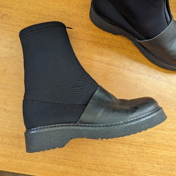 Reality Studio Dystopian Mixed Media Scuba Leather Chunky Sole Bootie - Picture 10 of 15